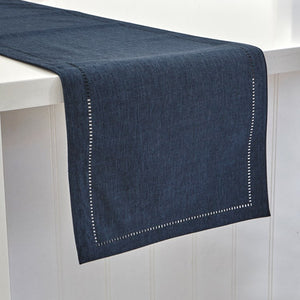 Hemstitch Table Runner - Navy