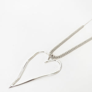 Silver Beaded Heart Necklace