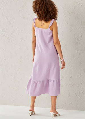Lavender Purple Linen Dress
