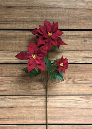 Velvet Red Poinsettia Sprayw
