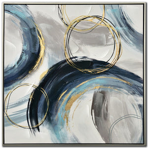 Blue Swirls Framed Art - 32 x 32