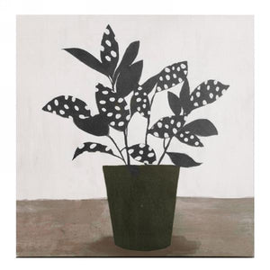 Black Pot & Foliage Canvas Art