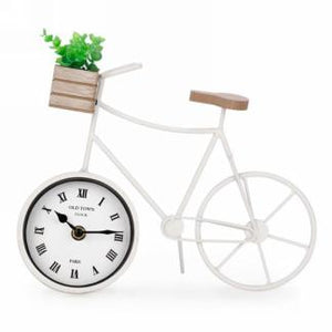 White Metal Bicycle Clock