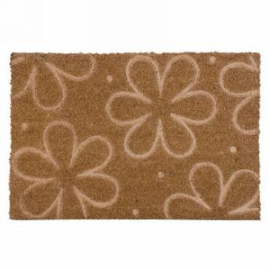 Engraved Flowers Coir Mat