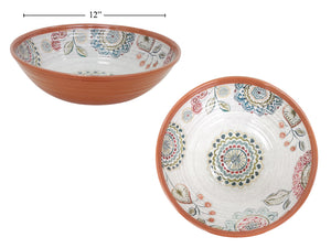 Melamine Serving Bowl Floral Medallion