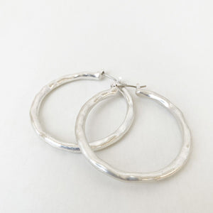 Silver Textured Hoops